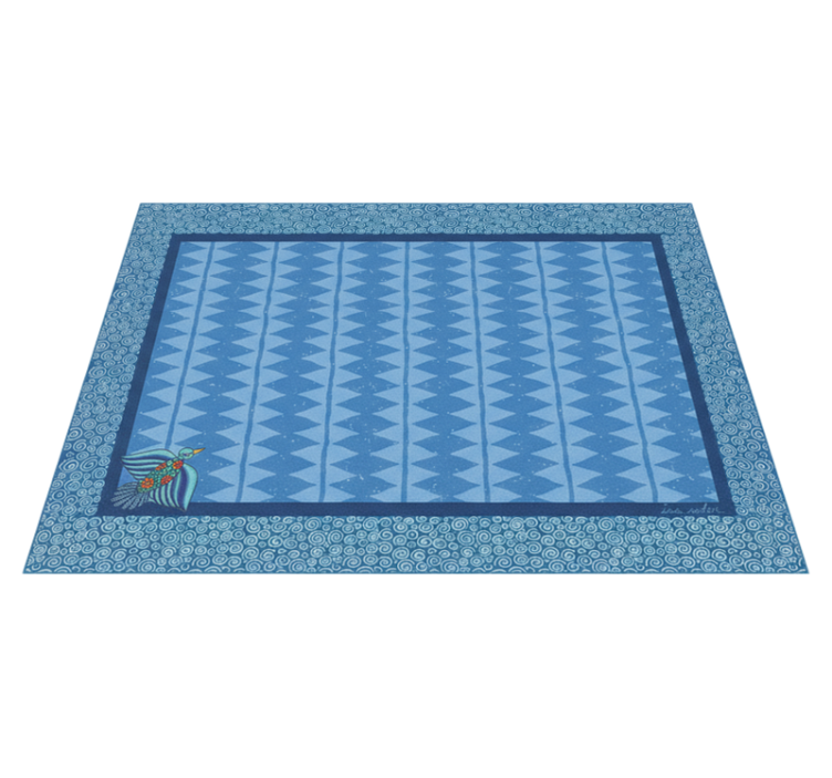 Alfombra vinílica salón con diseño de pájaros azules - TenVinilo