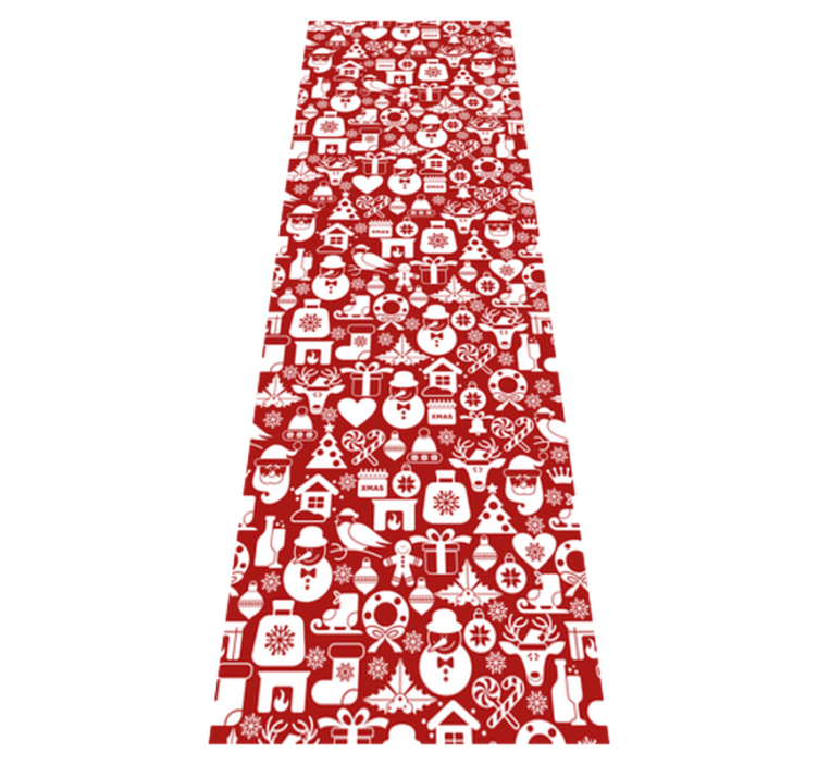 Alfombra vinílica navidad iconos navideños fondo rojo - TenVinilo