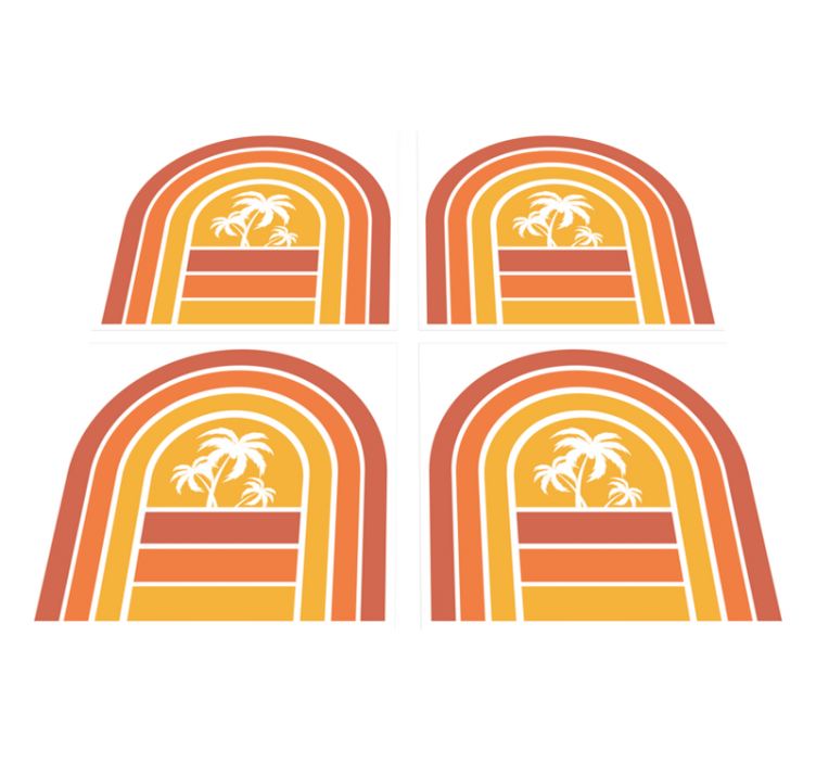 Alfombra vinílica naturaleza atardecer retro y palmas - TenVinilo