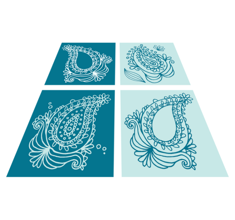 Alfombra vinílica naturaleza azulejos de patrón paisley - TenVinilo