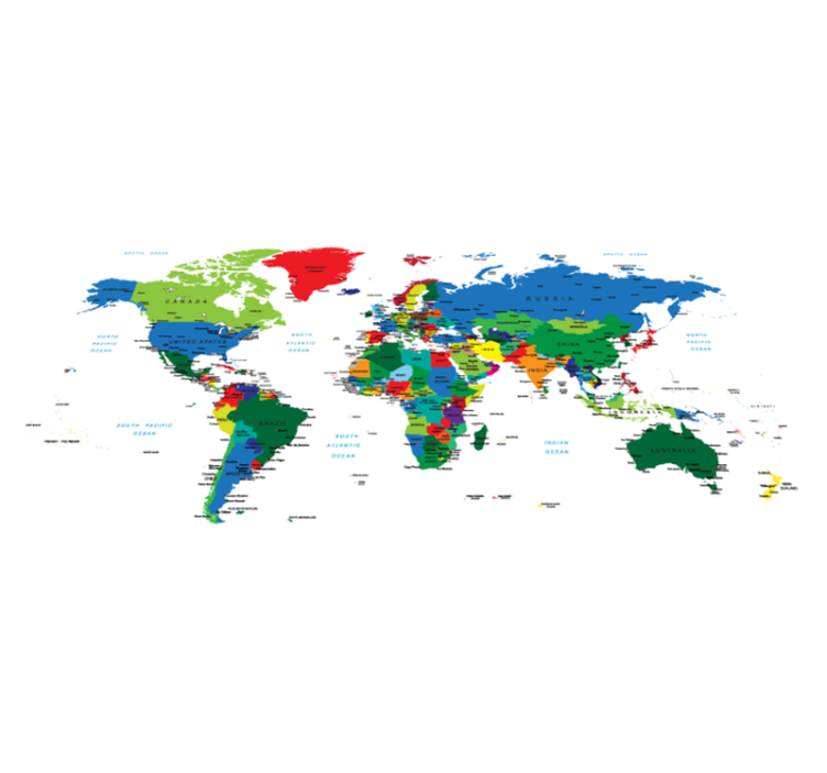 Alfombra vinílica mapamundi vinilo mapa del mundo colorido - TenVinilo