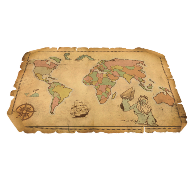 Alfombra vinílica mapamundi diseño vintage antiguo - TenVinilo