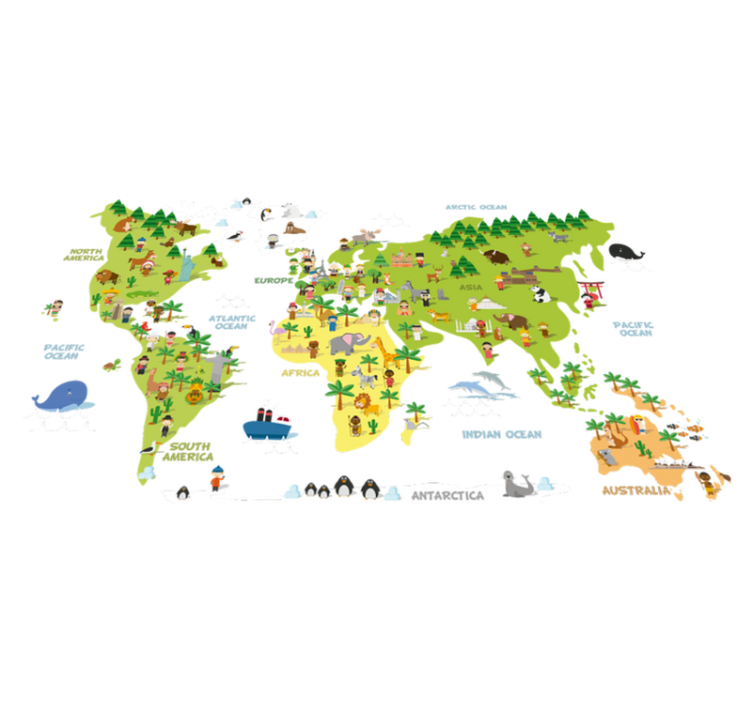 Alfombra vinílica mapamundi mapa mundi en inglés - TenVinilo