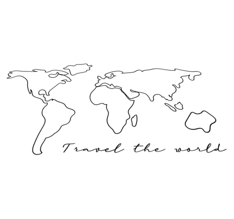 Alfombra vinílica mapamundi con texto travel - TenVinilo