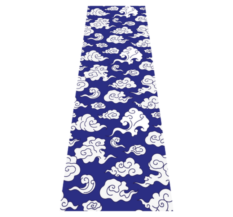 Alfombra vinílica baño nubes blancas silueteadas fondo azul - TenVinilo