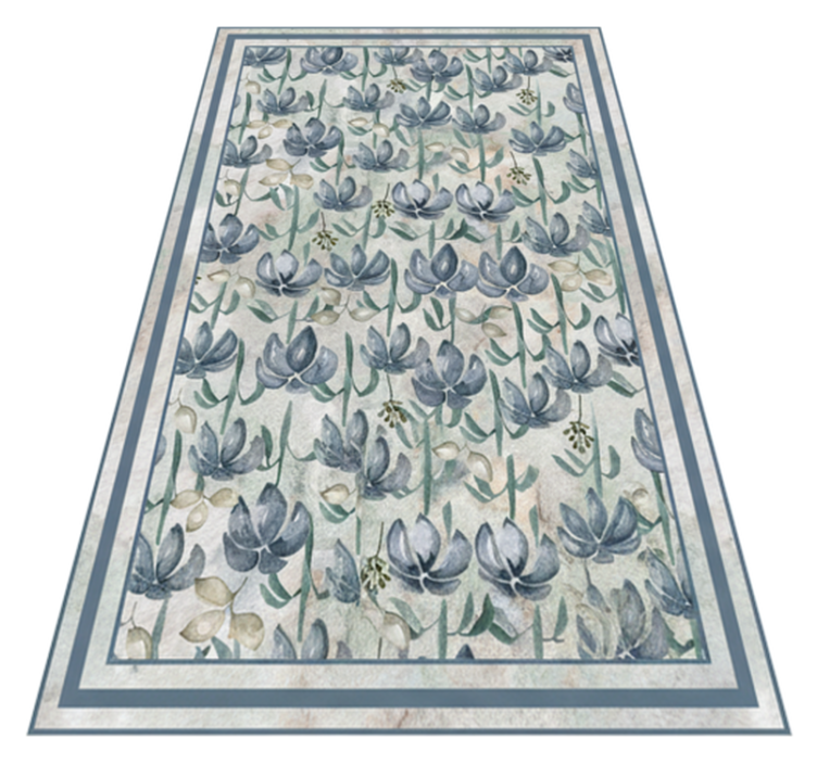 Alfombras vinílicas por metros patrón floral azul - TenVinilo