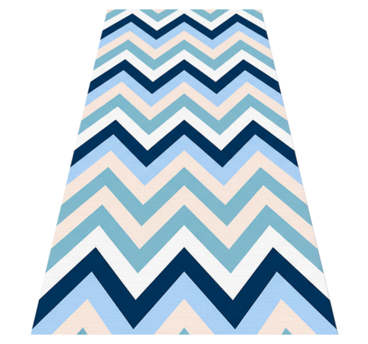 Alfombra vinílica zig zag azul rosa y blanco - TenVinilo