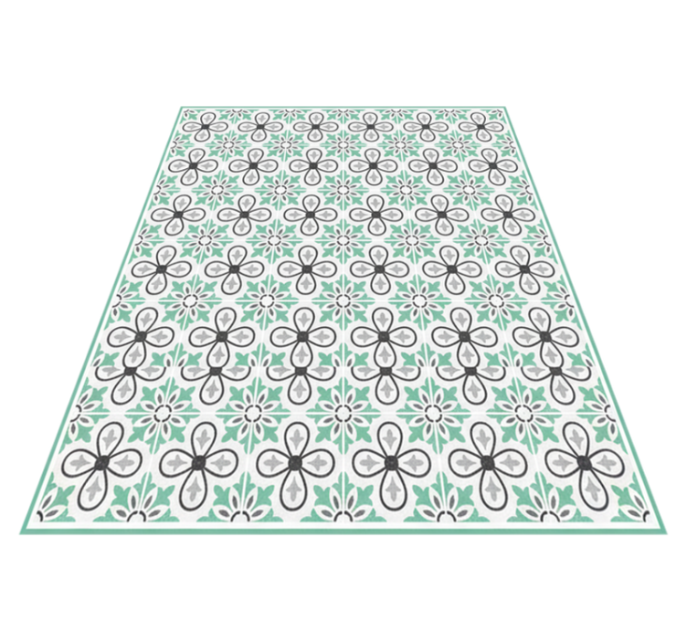 Alfombra pvc patrón floral menta - TenVinilo