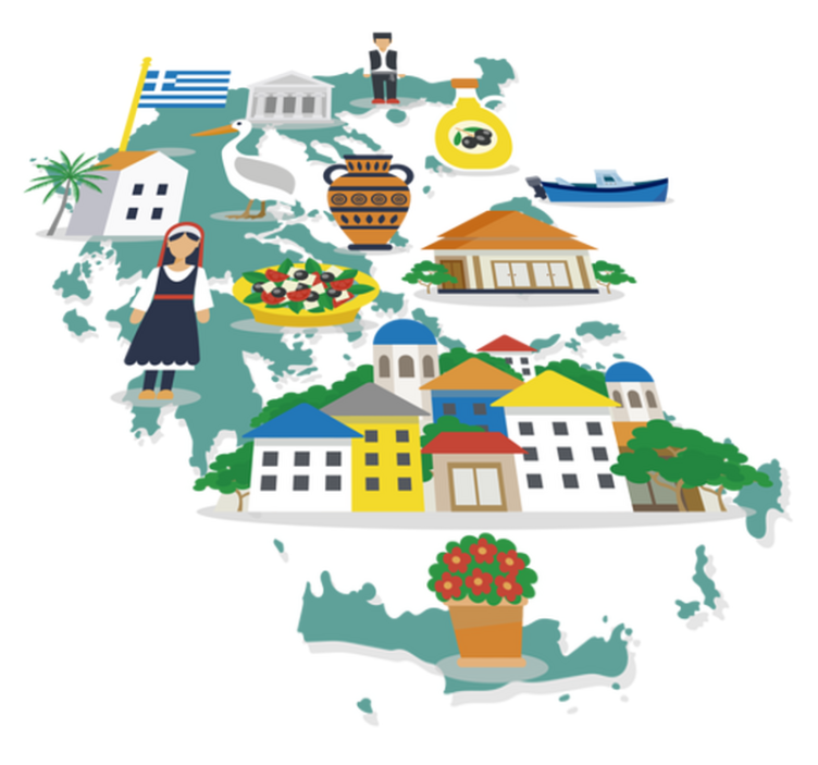 Alfombra vinílica mapamundi ilustración de grecia e islas - TenVinilo