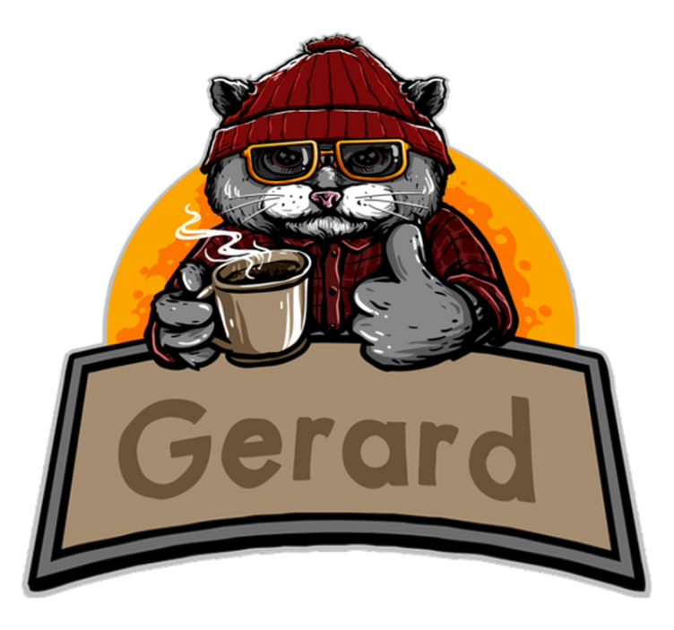 Alfombra vinílica gato vintage con nombre - TenVinilo