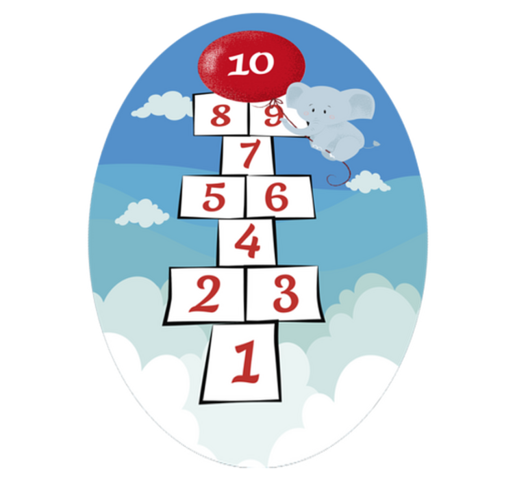 Alfombra de vinilo con juego de rayuela de elefante - TenVinilo