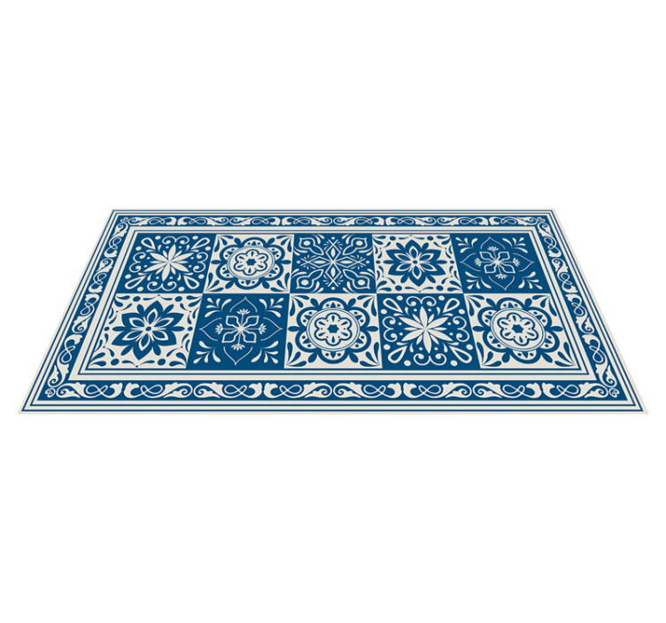 Alfombra vinilo cocina azulejos Classic Blue - TenVinilo