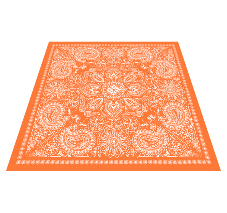Alfombra hidráulica de vinilo paisley naranja - TenVinilo