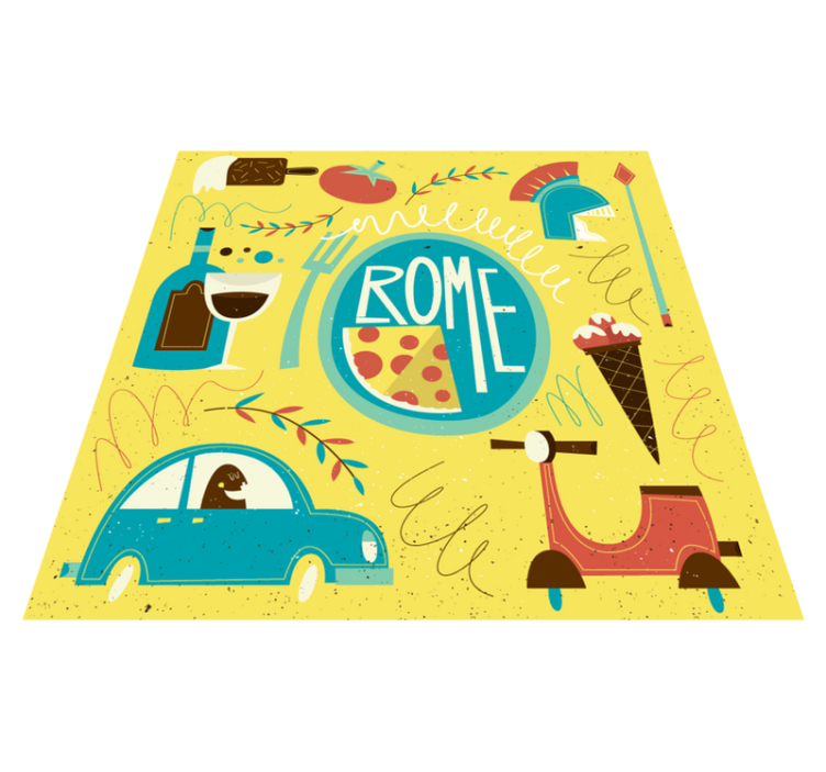 Alfombra vinílica abecedario ilustración temática de roma - TenVinilo