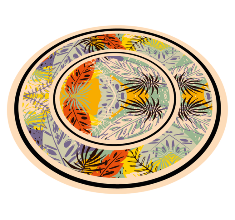 Alfombra vinílica flores motivo circular botánico - TenVinilo