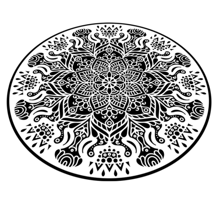 Alfombra vinílica mandala Mandala blanco y negro - TenVinilo