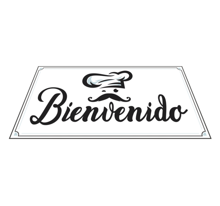 Alfombra vinílica cocina frase bienvenido - TenVinilo