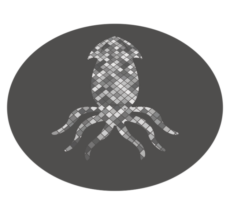 Alfombra vinílica hidráulica silueta de calamar en mosaico - TenVinilo