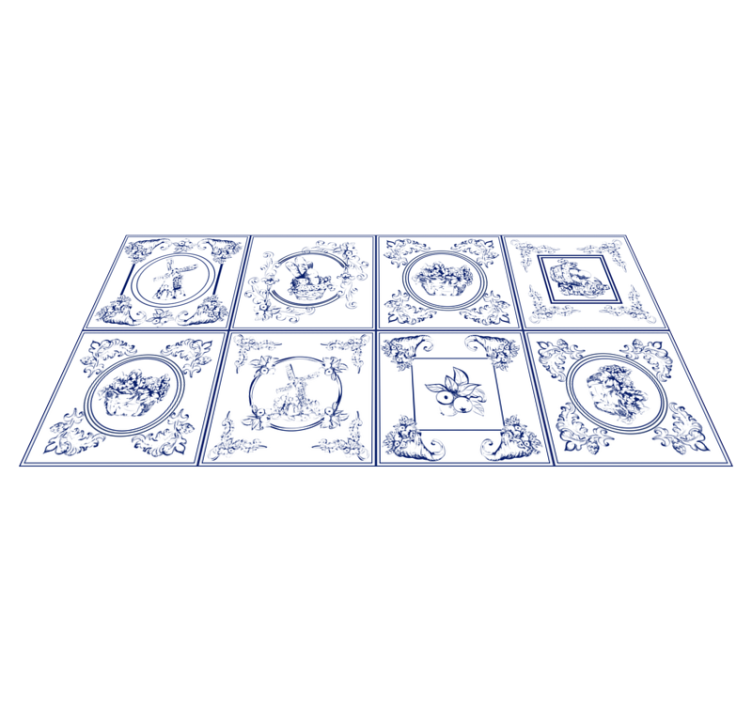 Alfombras de vinilo de azulejos Azulejos azules vintage - TenVinilo