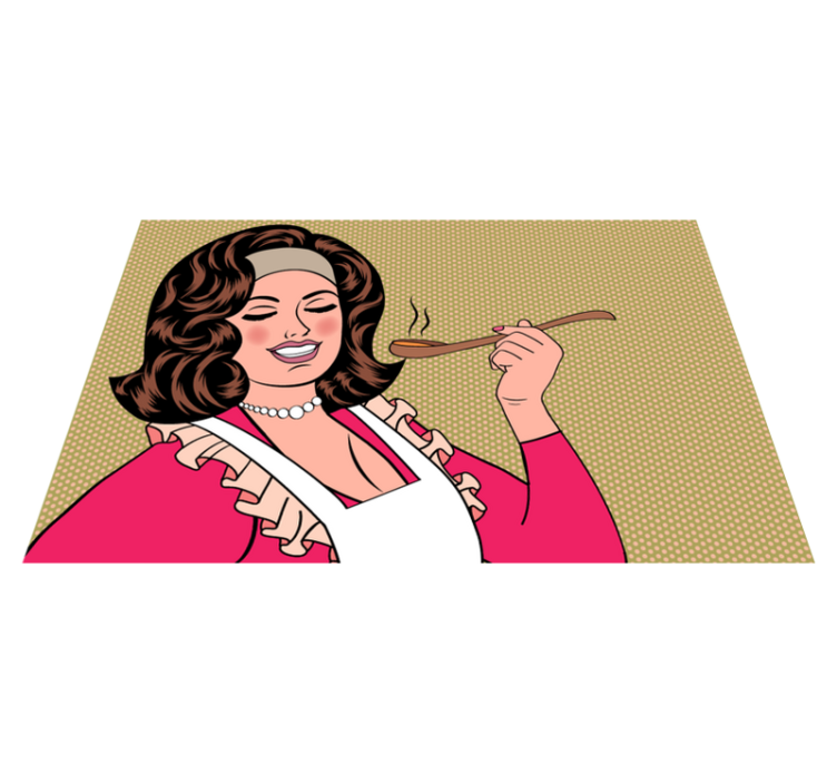 Alfombra vinilo cocina Chef volteando comida - TenVinilo