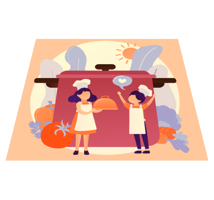 Alfombra vinílica infantil personajes culinarios - TenVinilo