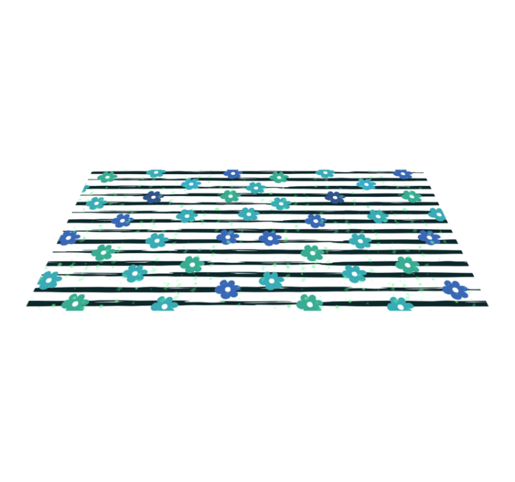 Alfombra vinílica cocina diseño de rayas florales - TenVinilo