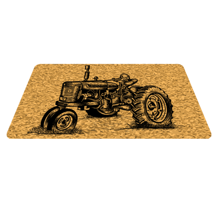 Alfombra vinílica vintage ilustración de tractor vintage - TenVinilo