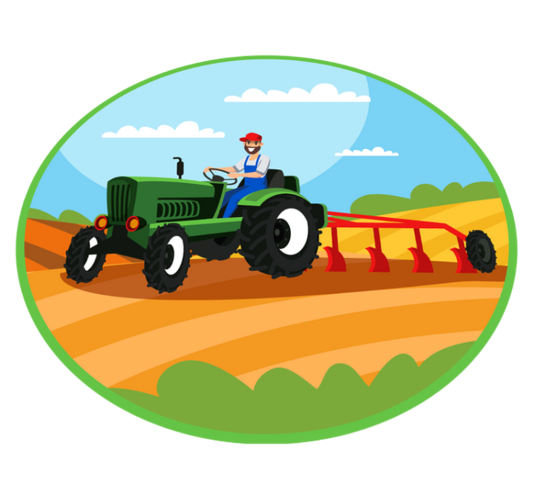 Alfombra de vinilo infantil Tractor arado - TenVinilo