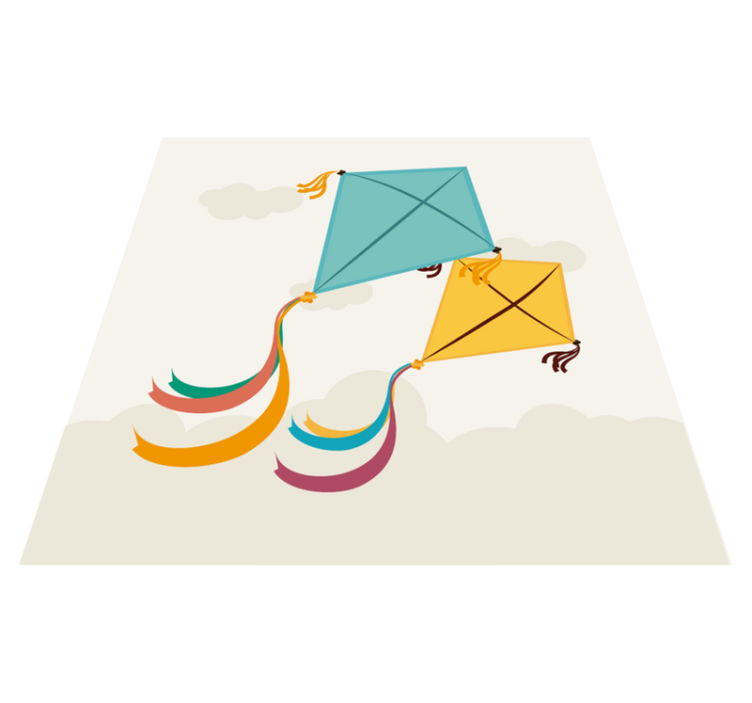 Alfombra vinílica infantil ilustración de cometas voladoras - TenVinilo