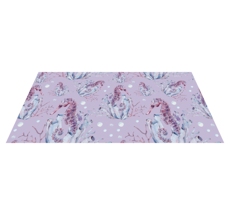 Alfombra vinílica baño diseño de coral de caballito de mar - TenVinilo