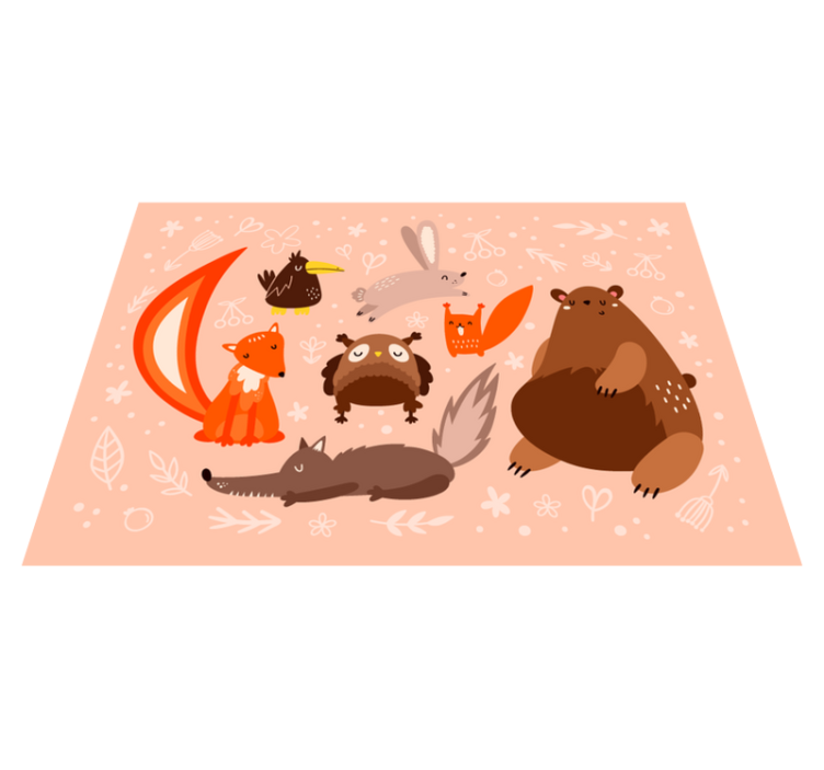 Alfombra vinílica bebé adorables compañeros animales - TenVinilo