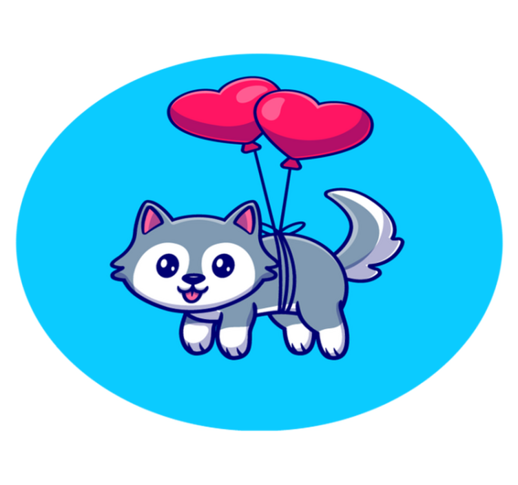 Aflombra vinílica animales bebé lobo con globos - TenVinilo