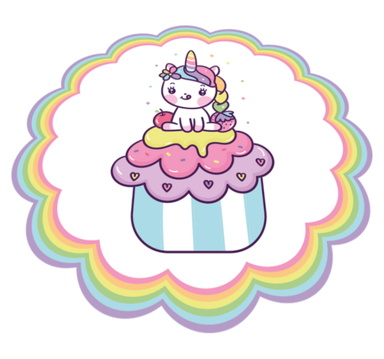 Alfombra vinilo infantil Unicornio gran cupcake - TenVinilo