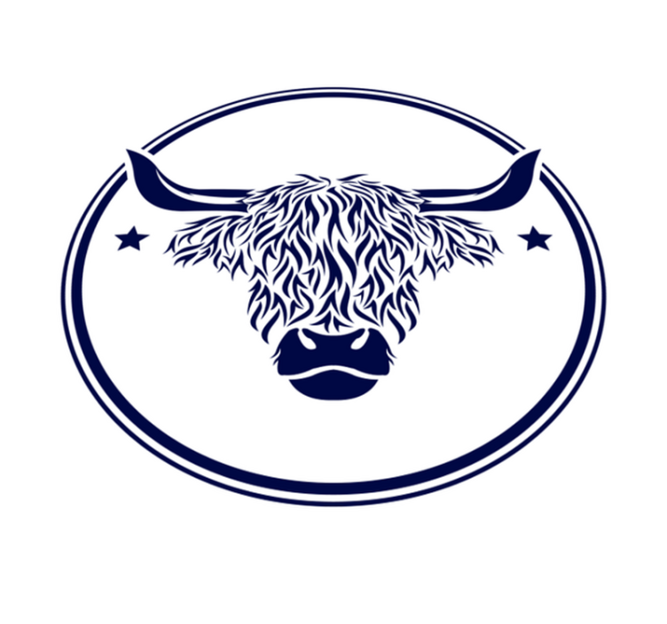 Aflombra vinílica animales emblema de vaca highland - TenVinilo