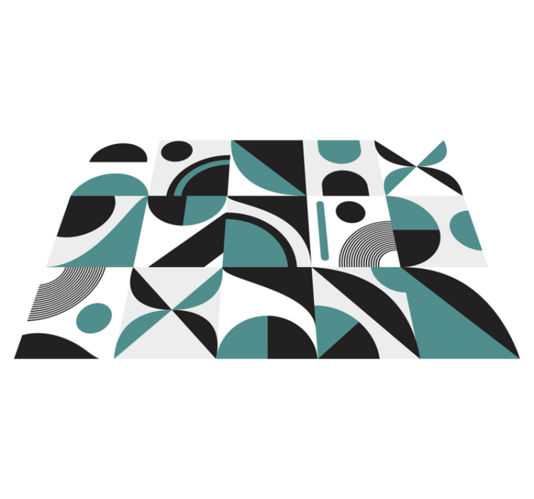 Alfombra vinílica hidráulica turquesa y negra - TenVinilo