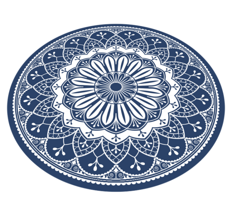 Alfombra vinílica mandala azul circular - TenVinilo