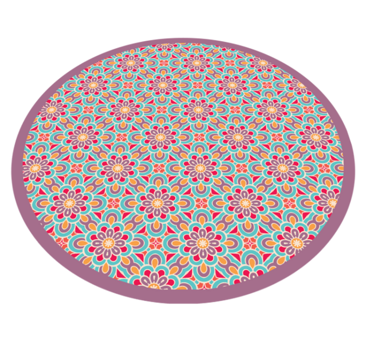 Alfombra vinílica mandala patrón de flores vibrantes - TenVinilo