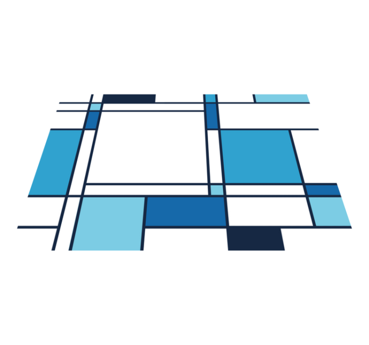 Alfombra vinílica moderna motivo geométrico azul - TenVinilo