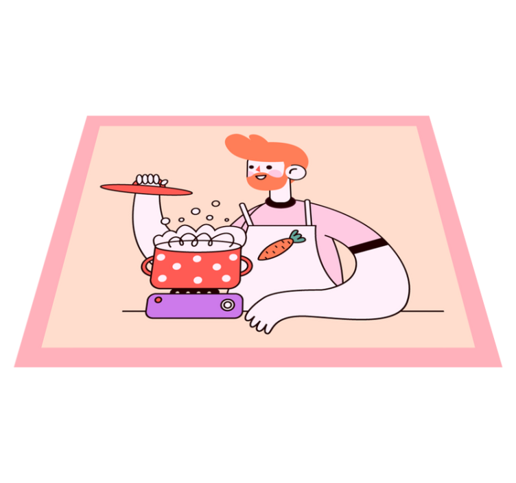 Alfombra vinilo cocina Hombre de cocina cocinando - TenVinilo