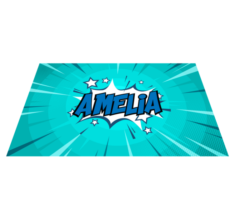 Alfombra vinílica juvenil nombre de estilo cómico - TenVinilo