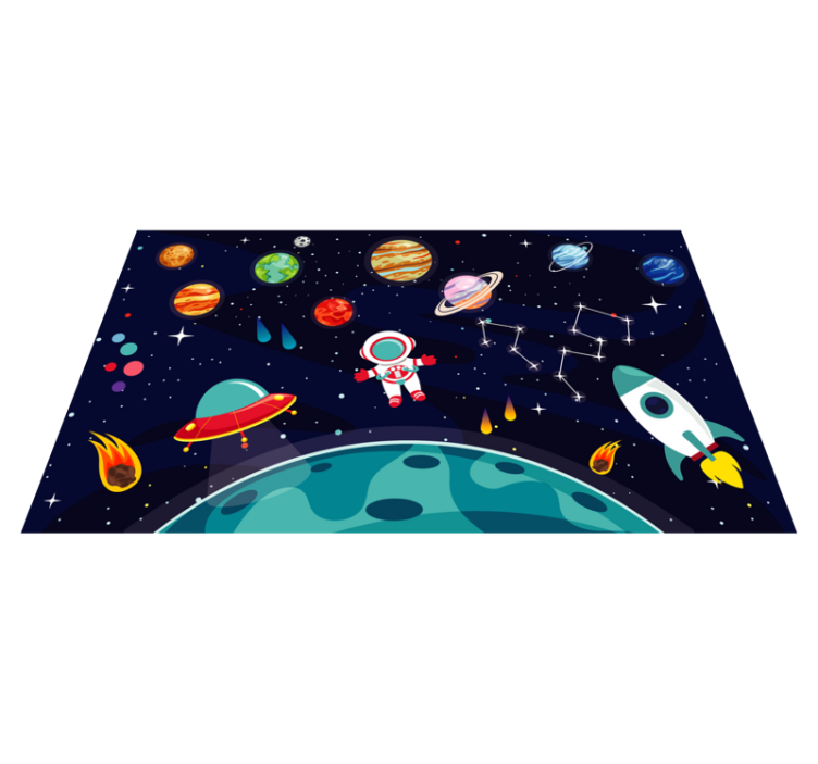 Alfombra vinílica de estrellas Medio planeta de dibujos animados  - TenVinilo