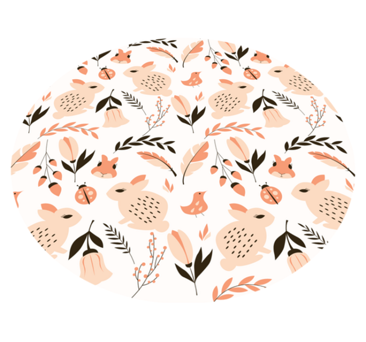 Alfombra vinílica infantil conejito suave floral - TenVinilo