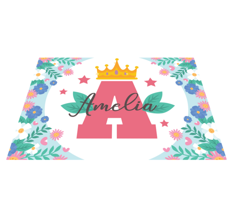 Alfombra vinílica infantil Princesa inicial estrellada coronada - TenVinilo