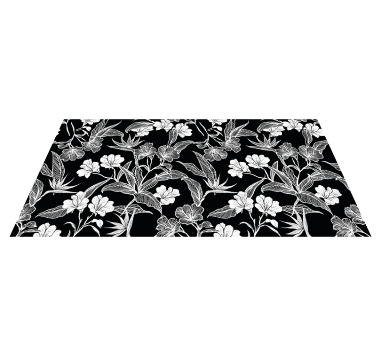 Alfombra vinílica flores elegancia en blanco y negro - TenVinilo