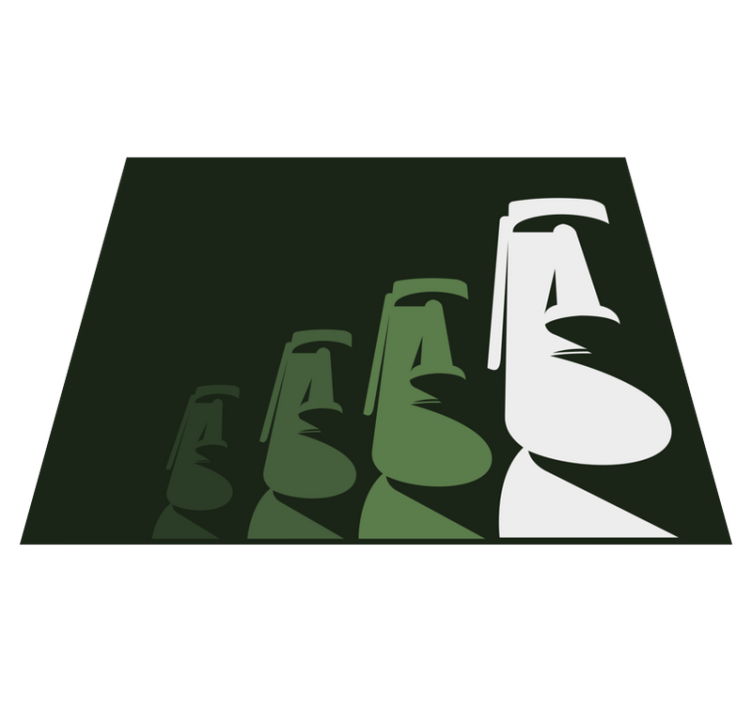 Alfombra vinílica salón contorno de estatuas moai - TenVinilo