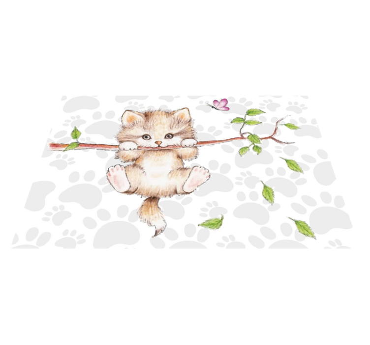 Aflombra vinílica animales lindo gatito colgando - TenVinilo