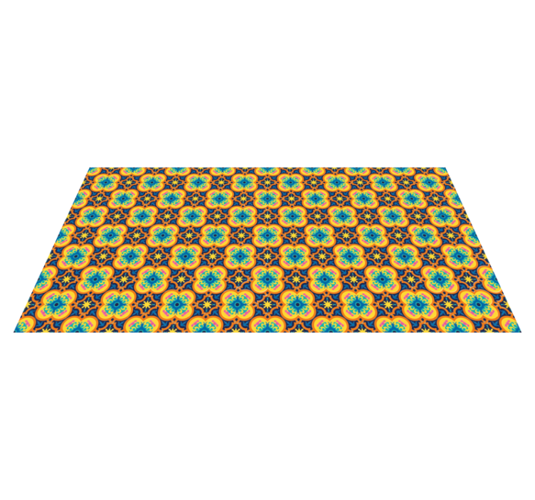 Alfombra vinílica salón ilustración floral animada - TenVinilo