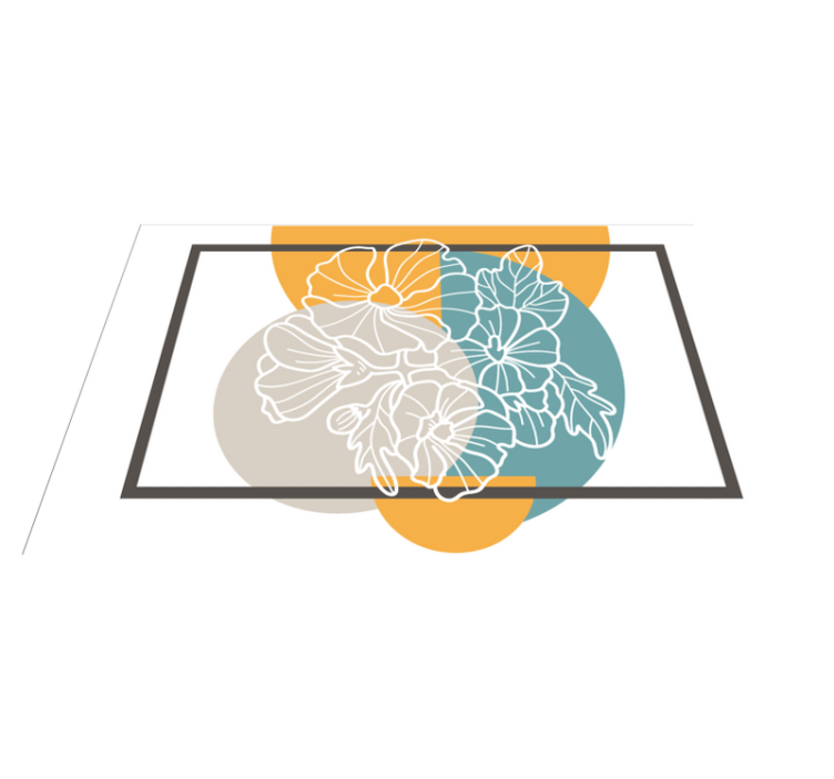 Alfombra vinílica flores Lindo rectángulo minimalista y flores - TenVinilo