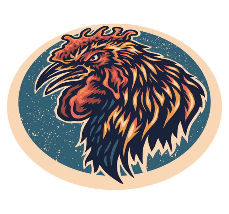 Alfombra vinílica juvenil ilustración de cabeza de gallo - TenVinilo