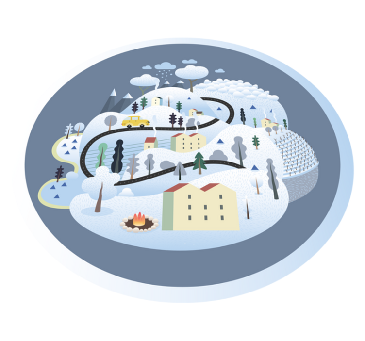 Alfombra vinílica carretera viaje por un paisaje caprichoso - TenVinilo